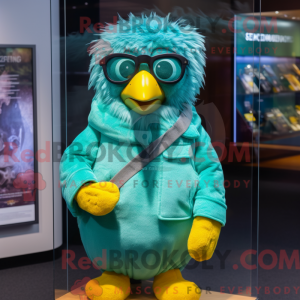 Teal Canary mascot costume...