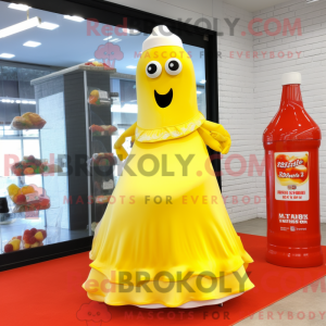 Gul flaske ketchup maskot...