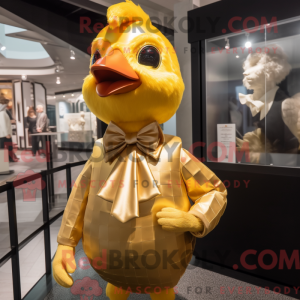 Guld kylling maskot kostume...