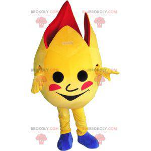 Mascota de huevo gigante abierto amarillo y rojo -