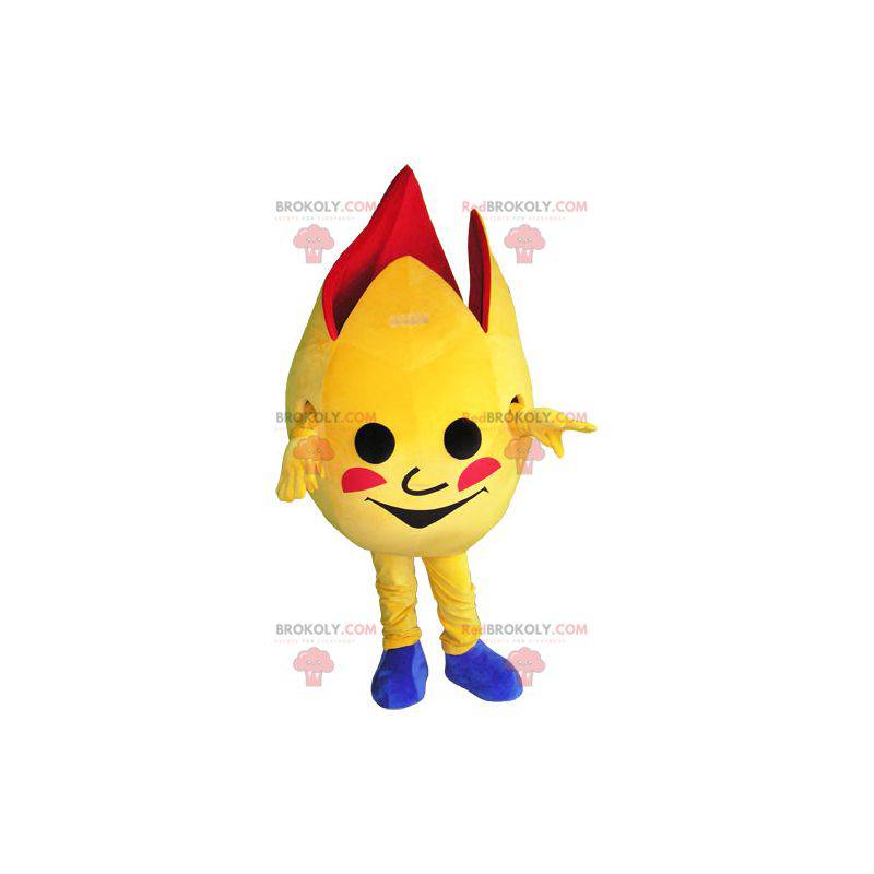 Mascote ovo gigante aberto amarelo e vermelho - Redbrokoly.com