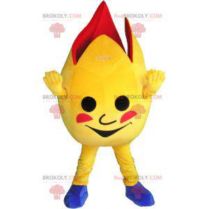 Mascota de huevo gigante abierto amarillo y rojo -