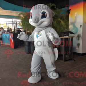 Sølv Dolphin maskot drakt...