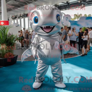 Sølv Dolphin maskot drakt...