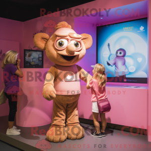 Tan Pink maskot kostume...