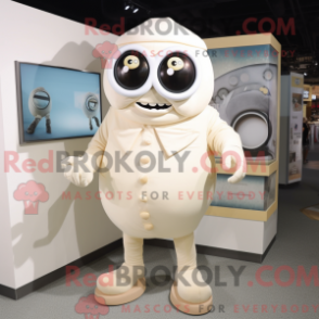 Fantasia de mascote Ciclope bege com macacão e abotoaduras - Mascotes do ciclope - REBROKO_240120 - RedBrokoly.com