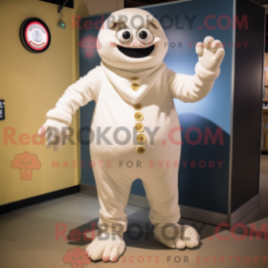 Fantasia de mascote Ciclope bege com macacão e abotoaduras - Mascotes do ciclope - REBROKO_240121 - RedBrokoly.com