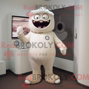Fantasia de mascote Ciclope bege com macacão e abotoaduras - Mascotes do ciclope - REBROKO_240123 - RedBrokoly.com