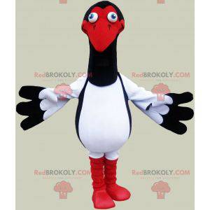 Mascote da gaivota branca preta e vermelha. Fantasia de pássaro
