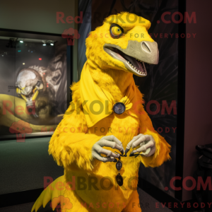 Yellow Utahraptor mascot...