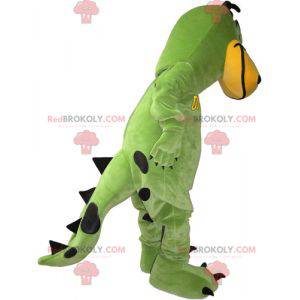 Groen en geel dinosaurusmascotte - Redbrokoly.com