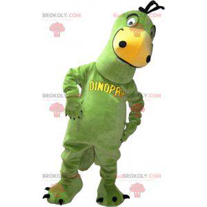 Grön och gul dinosaurie maskot - Redbrokoly.com