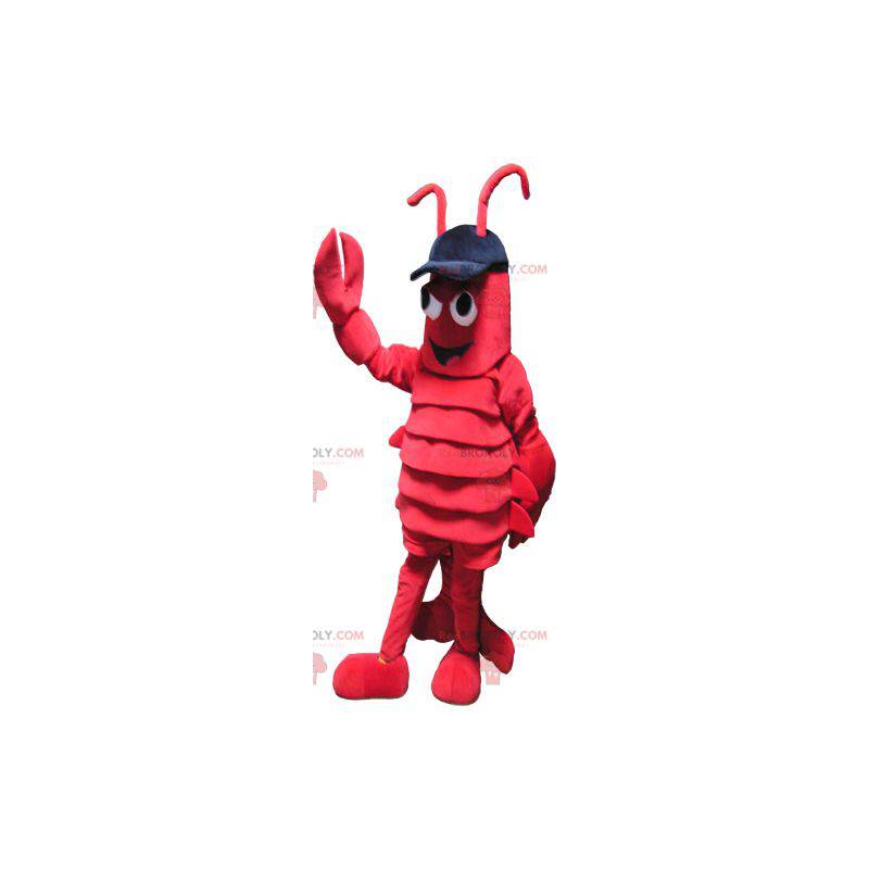 Mascote gigante da lagosta vermelha com grandes garras -