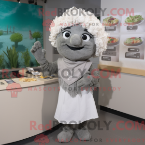 Gray Falafel mascot costume...