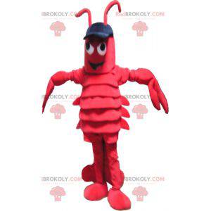 Mascotte de homard géant rouge avec de grosses pinces -