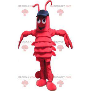 Mascote gigante da lagosta vermelha com grandes garras -