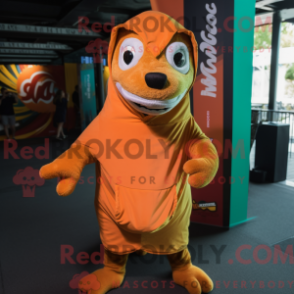 Fantasia de mascote laranja de Chupacabra com moletom e cachecóis - Mascotes chupacabras - REBROKO_240226 - RedBrokoly.com