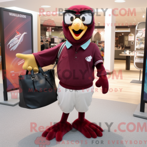 Maroon Crow mascot costume...