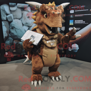 Brown Triceratops mascot...