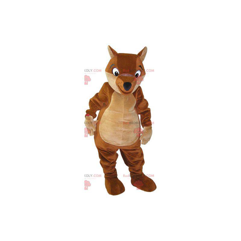 Mascote gigante raposa marrom e bege - Redbrokoly.com