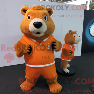 Orange Capybara mascot...