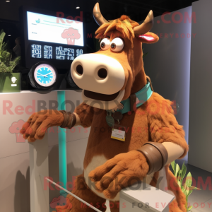 Brun Guernsey Cow maskot...