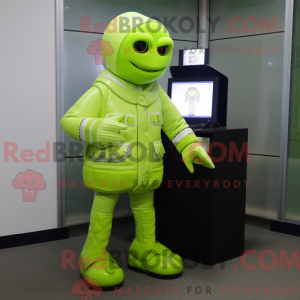 Lime Green Computer mascot...