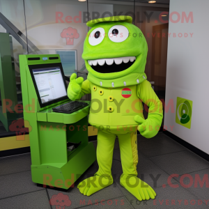 Lime Green Computer mascot...