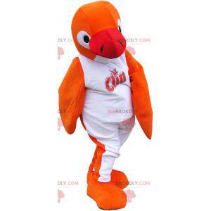 Oranje pinguïn mascotte in witte outfit - Redbrokoly.com