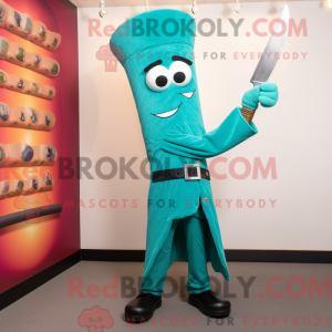 Teal Knife Thrower mascot...