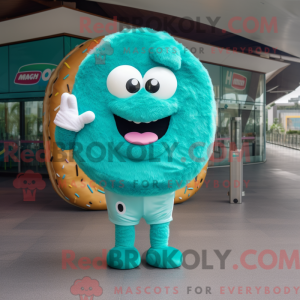 Teal Donut Maskottchen...