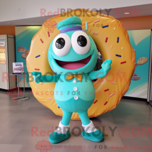 Teal Donut mascottekostuum...