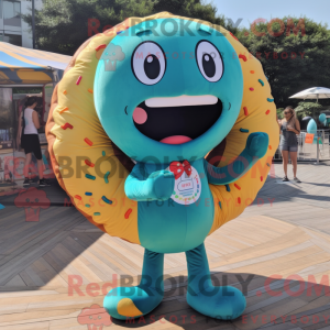 Teal Donut Maskottchen...