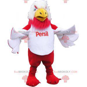 Mascote pássaro gigante branco e vermelho - Redbrokoly.com