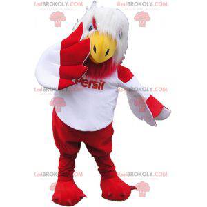 Mascote pássaro gigante branco e vermelho - Redbrokoly.com