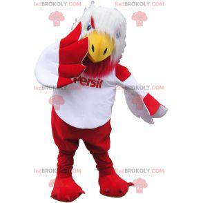 Kæmpe hvid og rød fuglemaskot - Redbrokoly.com