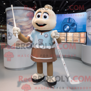 Tan Ice Hockey Stick mascot...