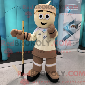 Tan Ice Hockey Stick maskot...