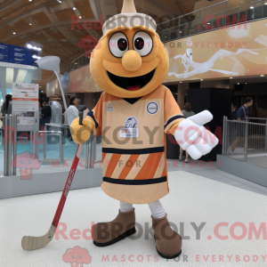 Tan Ice Hockey Stick maskot...