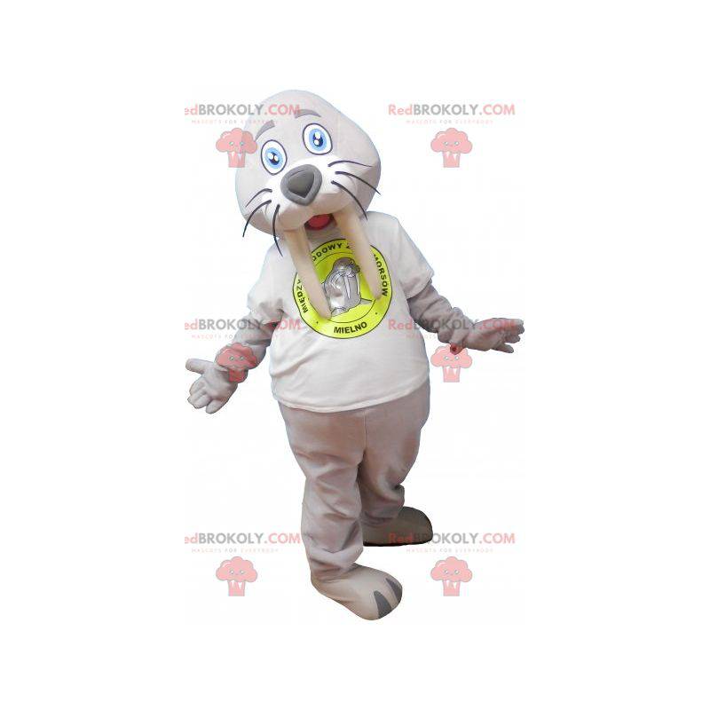 Gray giant walrus mascot with a white t-shirt - Redbrokoly.com Gray giant walrus mascot with a white t-shirt - Redbrokoly.com
