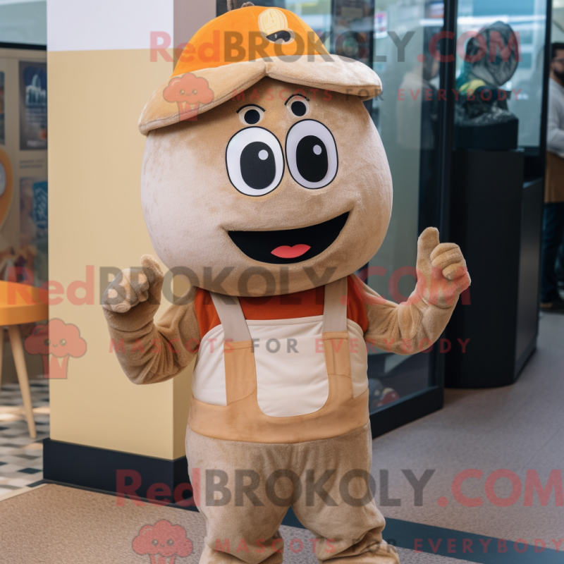 Fantasia de mascote Moussaka bege com macacão e gorros - Mascotes Moussaka - REBROKO_240541 - RedBrokoly.com