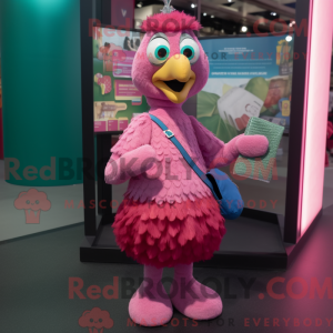 Pink Peacock maskot kostume...