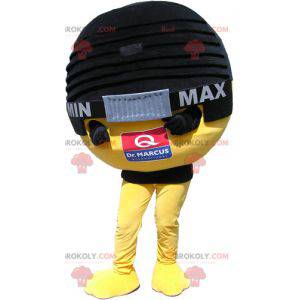 Mascote gigante de microfone preto e amarelo - Redbrokoly.com