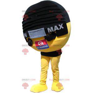 Mascota de micrófono gigante negro y amarillo - Redbrokoly.com