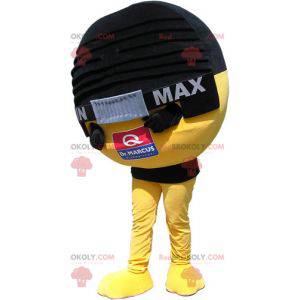 Mascote gigante de microfone preto e amarelo - Redbrokoly.com