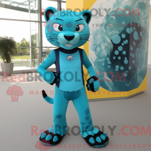 Cyan Jaguar Maskottchen...