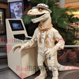Cream Velociraptor maskot...