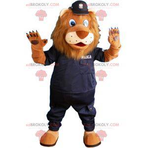 Mascotte leone marrone vestito da poliziotto - Redbrokoly.com