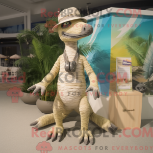 Cream Velociraptor maskot...