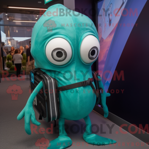 Teal Squid mascottekostuum...